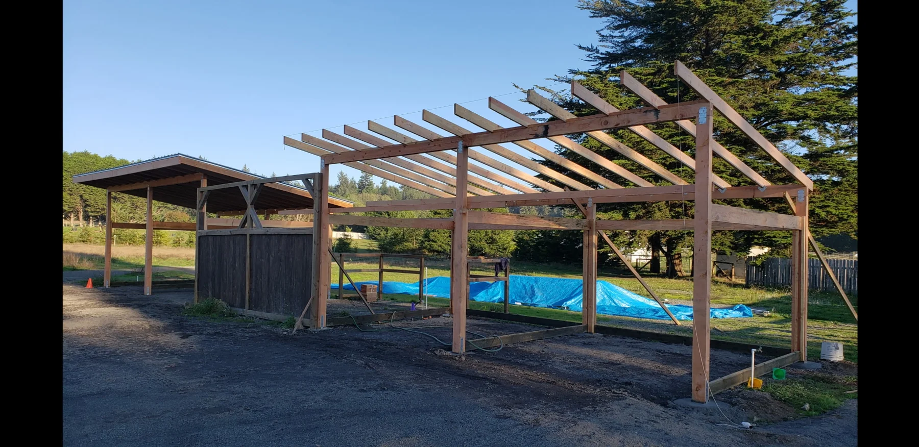 Timber framing photographed during construction